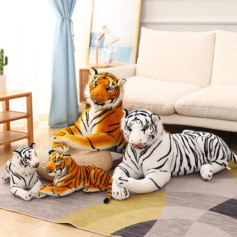 Kawaii Real Life Tiger Plush Toy Pillow Soft Stuffed Animal Tiger Plushies Doll Gift Idea Ideal for Children Kids Home Decoration