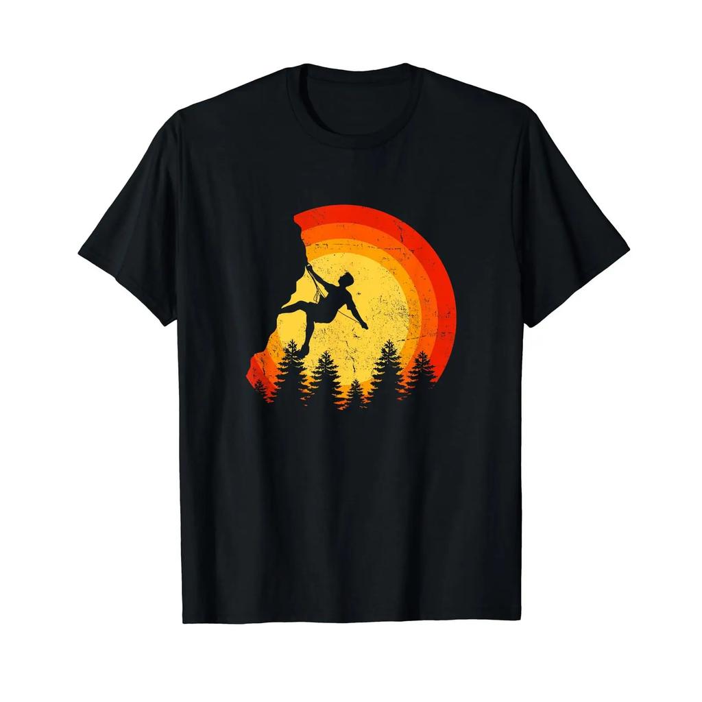 Vintage Rock Climber Mountain Sport Climbing Enthusiast T Shirt Vintage Washed Fashion Breathable Homme Slightly Stretched