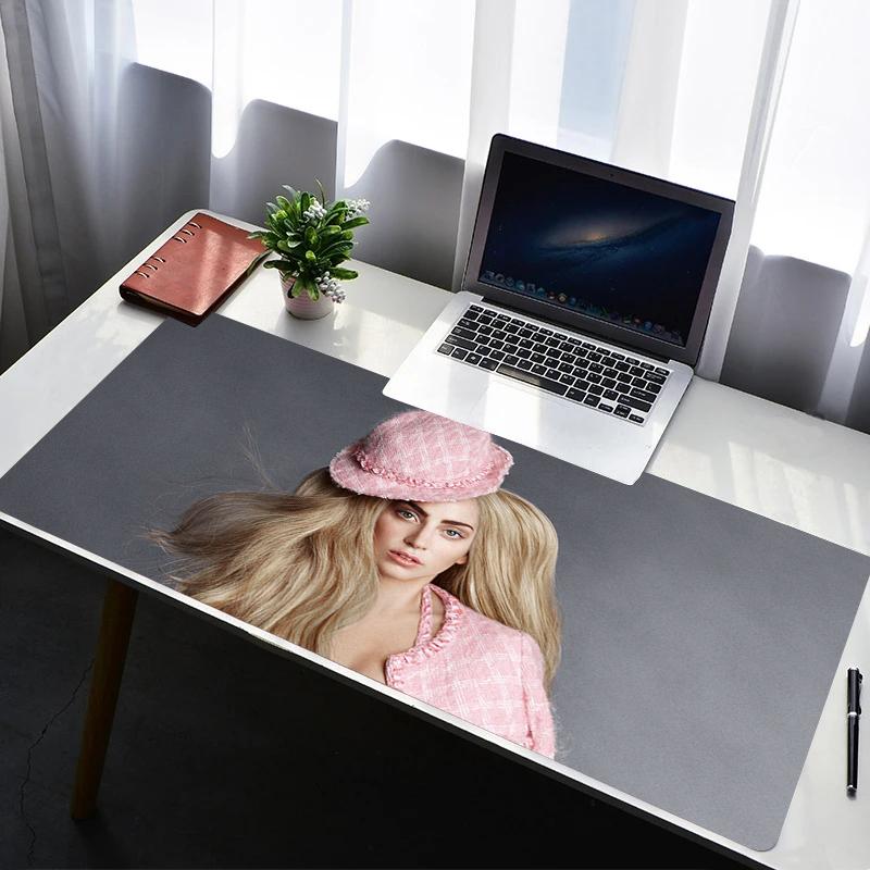 Large Mouse Pad Gaming Girl Laptop Accessories Rubber Deskmat Famous Actors LLady GGaga Desk Protector Keyboard Mat Mousepad