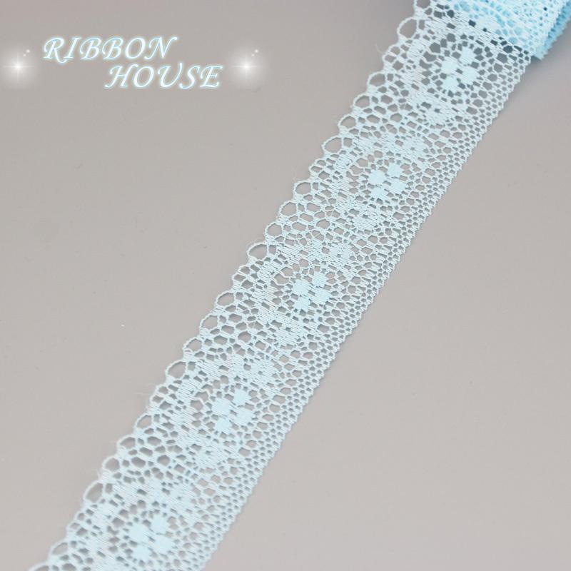 

(10 ярдов/рулон) 40 мм белое кружево тесьма украшение упаковочный материал светло-синий