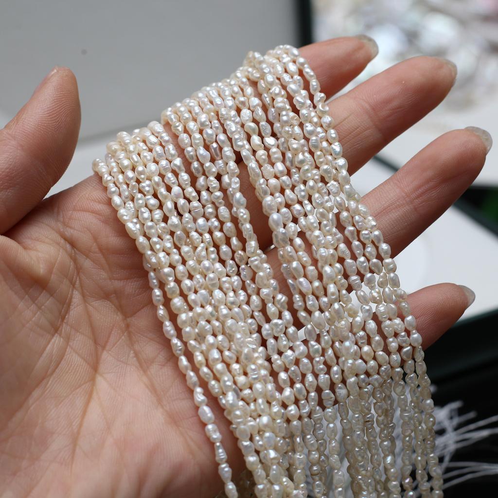 1String, White Natural Freshwater Pearls, Handmade Irregular Pearl Beads for Jewelry Making DIY Necklaces Crafts (Beads 2-3mm, Length 36cm)