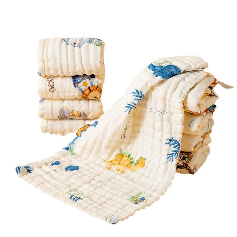 Cartoon Print Baby Bibs & Gauze Towels Set – Pure Cotton for Newborns