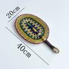 Vintage Seagrass Woven Fan Colorful Striped Patterns Summer Cooling Fan  Home Decoration