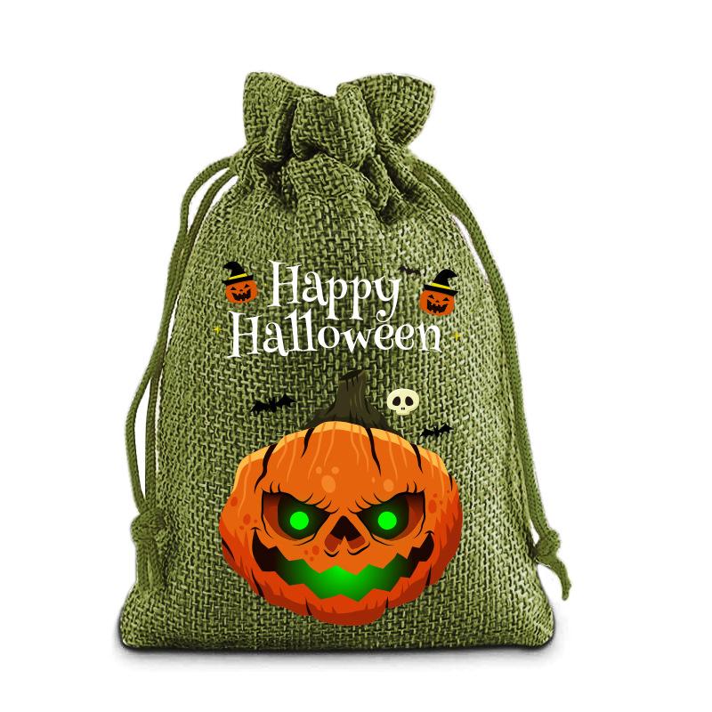 Halloween Kinder Zuckertüte Kürbis Geist Leinen Bündel Mundbeutel Geschenktüte Kordelzug Süßigkeitentasche Lager