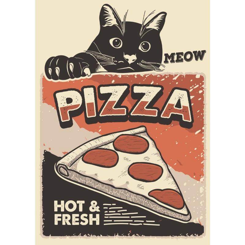 Japanisches Essen Sushi Ramen Sashimi Teriyaki Lustiges Schwarze Katze Poster Niedliches Tier Köstlich Leinwandgemälde Wandkunst Küchendekor