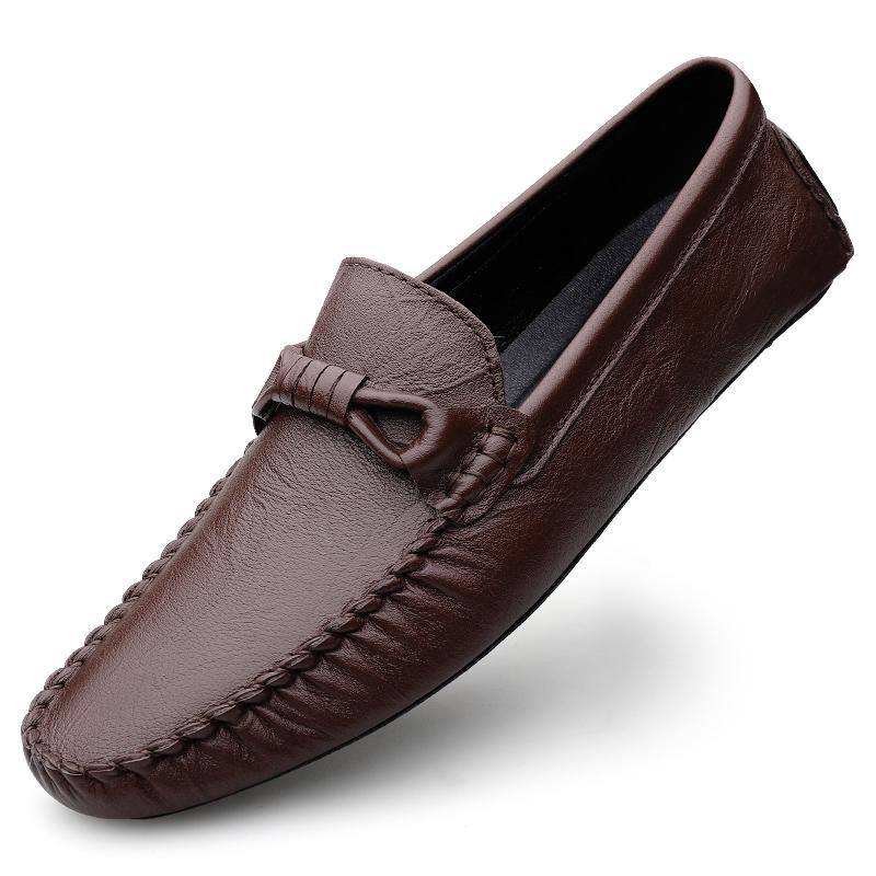 Fashion Luxury Brand Mens Leather Shoes Casual Driving Shoes Men Anti-skid Business Loafers High Quality Male Casual Shoes Slip on Flats