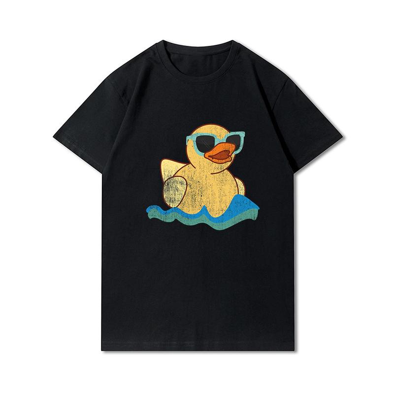 Letní trička větší velikosti pro ženy Whisling Duck Potištěné Neformální tričko s krátkým rukávem Topy 100% bavlna Oversize O Trička s výstřihem