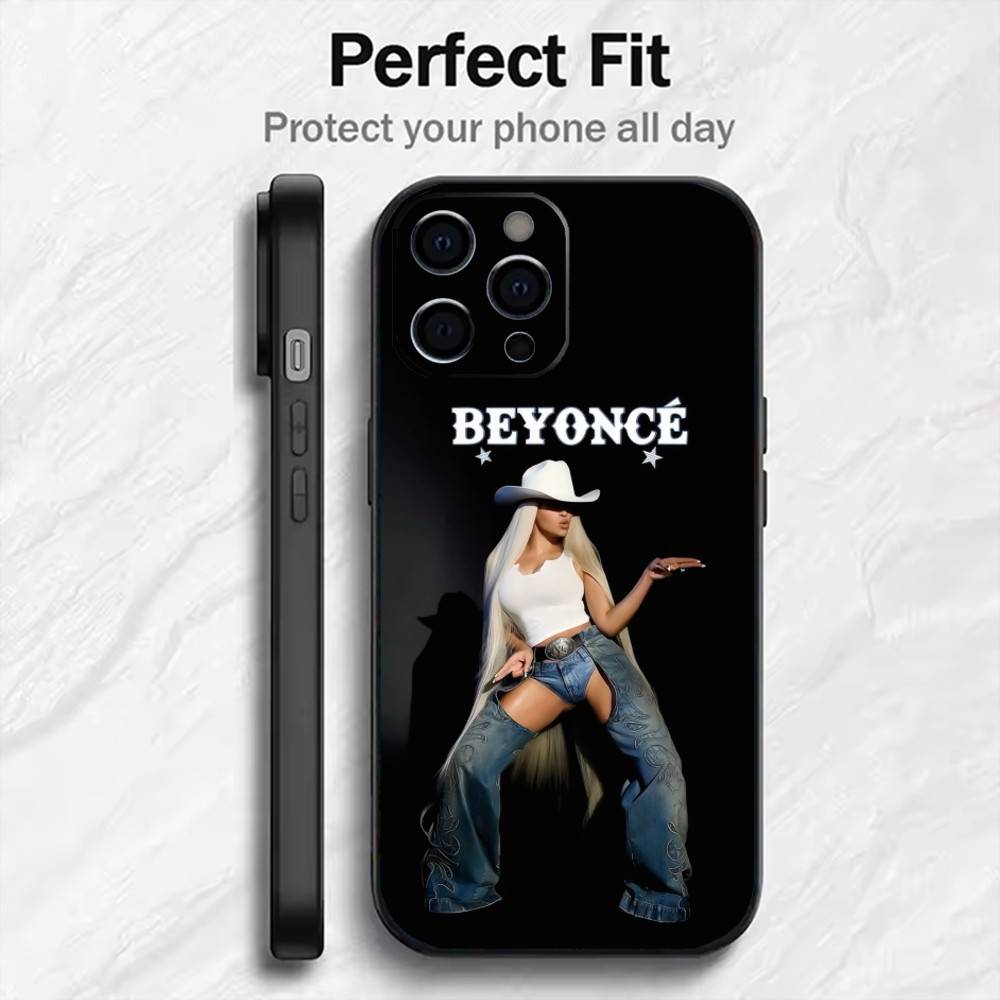 Cowboy Carter B-BeyonceS Phone Case For iPhone17,16,15,14,13,12 Plus,Max Soft Silicone Black Cover