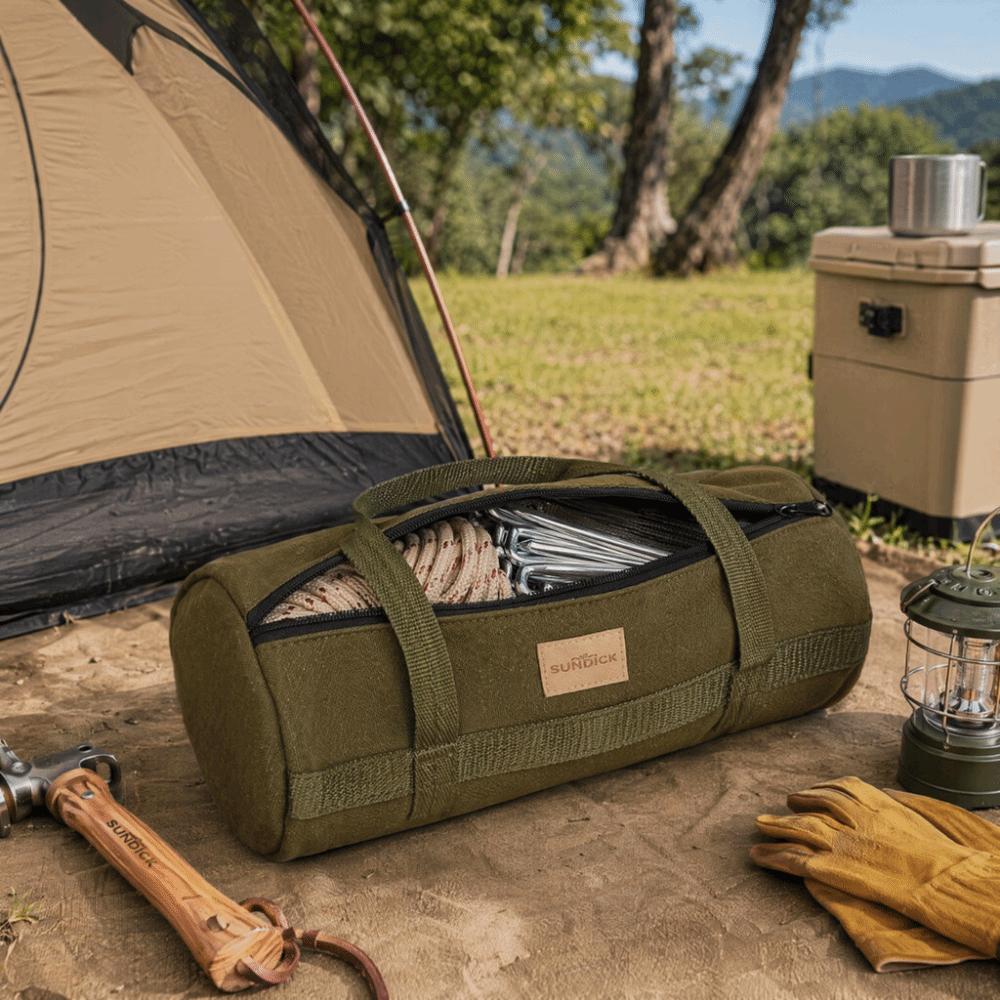 Portable Tent Peg Storage Bag Zipper Closure Camping Tool Bag Canvas Carry Bag Outdoor Hiking