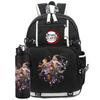 2Pcs/set Anime Demon Slayer Printed Backpack with 750Ml Water Bottler for Teenager Student Girl Boy Large Capacity Waterproof Bookbag Gift
