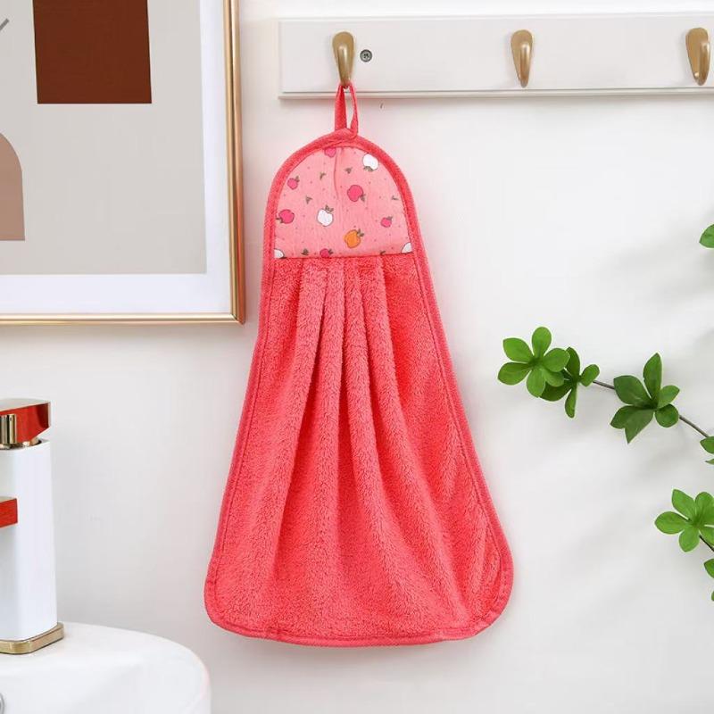 1 Stück Küchenhandtuch Hängeart Super Saugfähig Korallenfleece Badezimmer Vergrößert Verdickt Handtuch Lappen Geschirrtuch