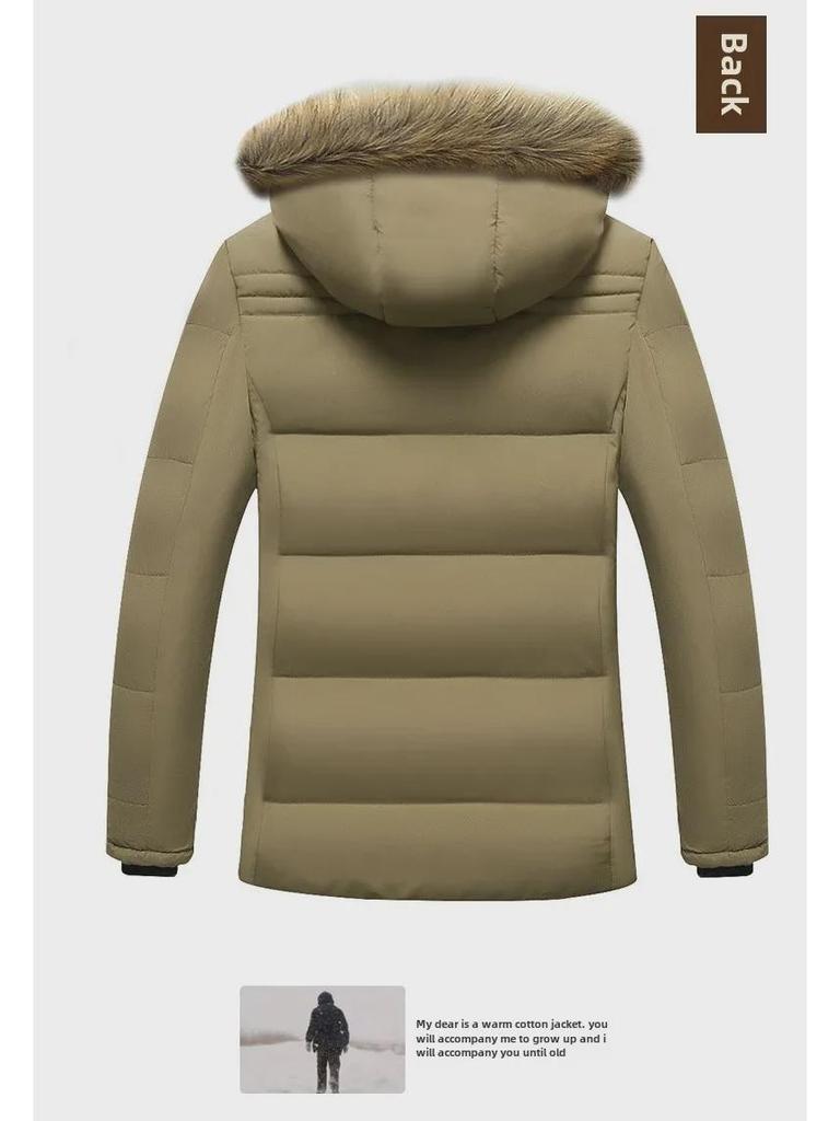 Herren Winter 2021 Kapuzenjacke aus Baumwolle - Warm & Dick, Perfekt für Väter mittleren Alters