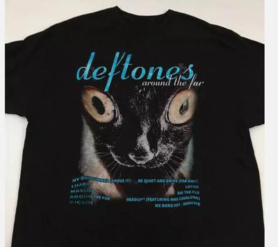 Around The Fur Cat Deftones Maglietta Anni '90 Regalo Divertente Nero S-2345XL