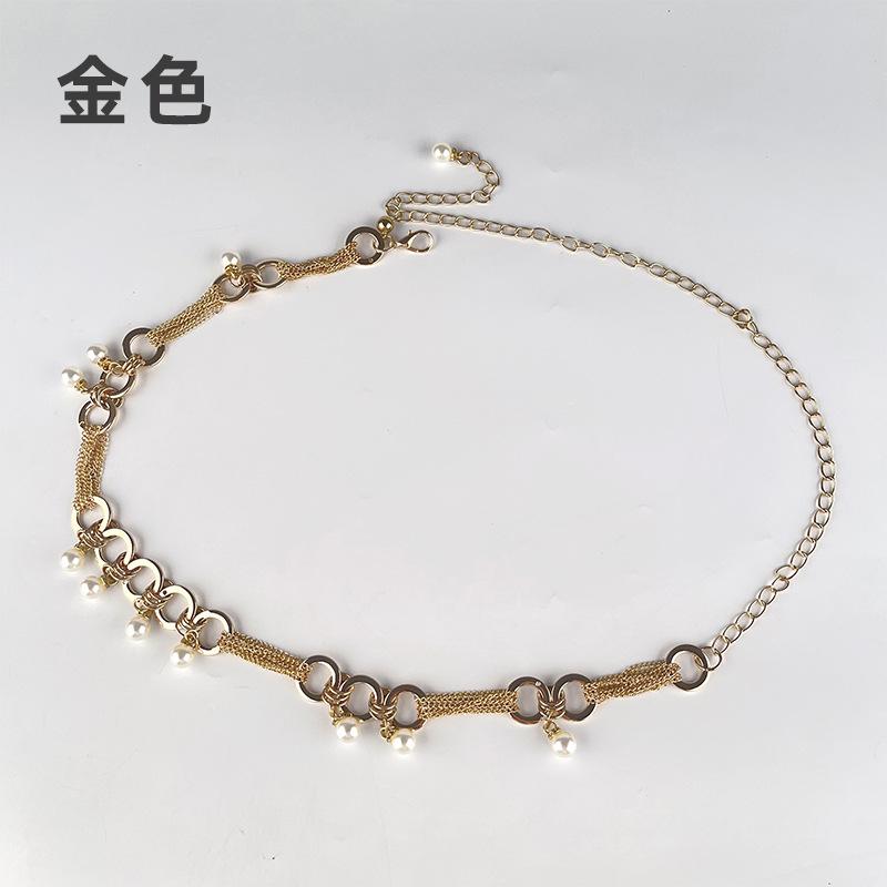 Ladies' Temperament High-End Waist Chain Pearl Women'S Metal Chain With Skirt Dress Sweater Decorative Belt