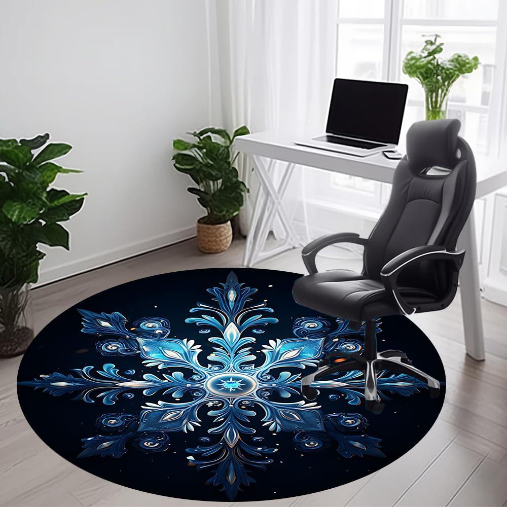 1PC Winter Fantasy Office Round Area Rug, Mat Suitable For Office, Under Office Chairs Bedroom Living Room Home Decor, Room Deco