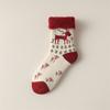 Womens Thick Fleece Lined Christmas Socks Mid-Calf Warm Winter Holiday With Reindeer