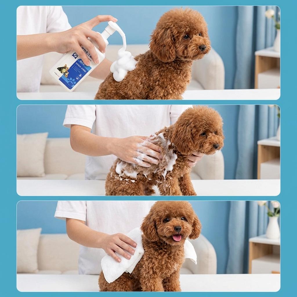 Pet No-Rinse Foam 500ml: Dog & Cat Deodorizing Dry Shampoo Mousse