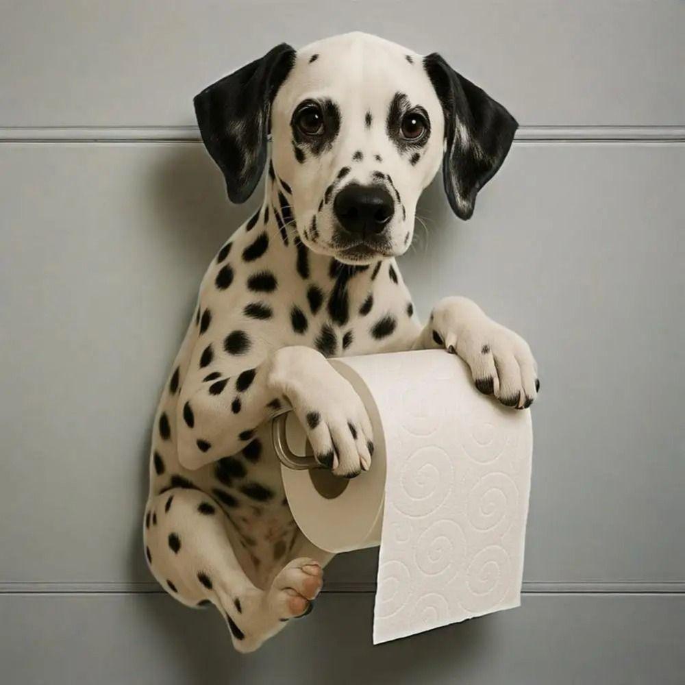 Decorative Dog Toilet Paper Holder Resin Hanging Paper Towel Stand Roll Paper Organizer  Bathroom