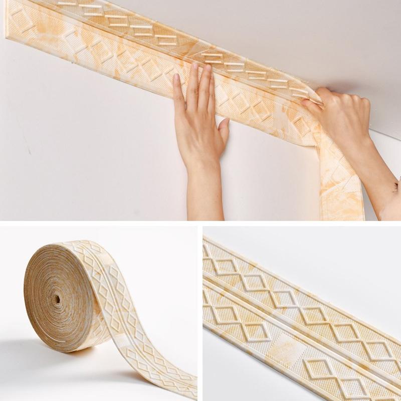 3D Self-adhesive Waistline Wall Sticker Internal And External Corner Line Wrapping Strip Ceiling Self-adhesive Border Beautification Strip