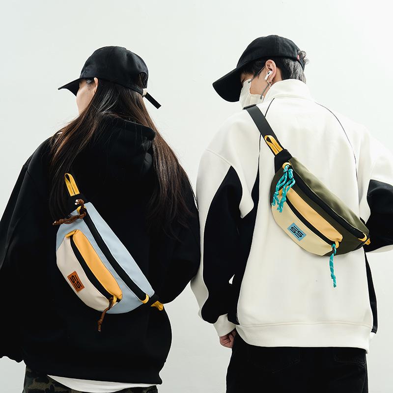 New Color Matching Locomotive Breast Bag Men's Spring and Summer New Large-capacity Shoulder Messenger Bag