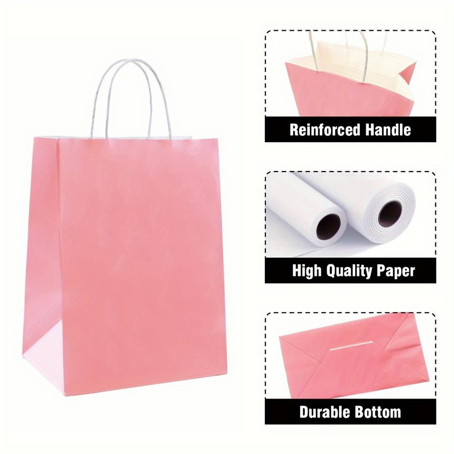 12pcs 16x22x8cm Blank Color Kraft Paper Bags Reusable Gift Bag for Birthday Party Wedding Gift Bag with Handle Tote Bag