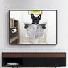 Dog Reading Newspaper Toilet Wall Art Canvas Prints Funny Dog Painting Wall Picture Home Bathroom Decor Dogs Lover Gift