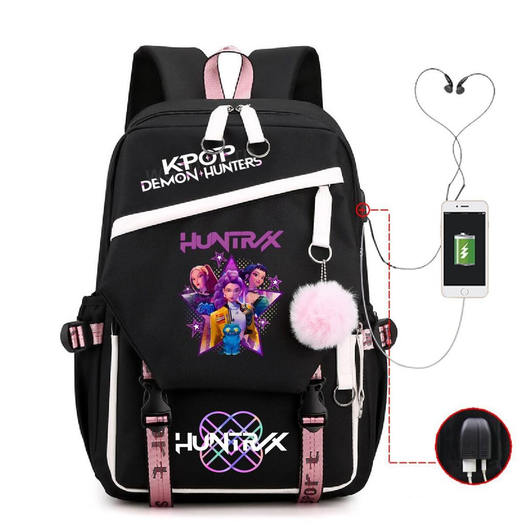 College style ins trend witch hunter Korean version USB multi-function backpack large capacity student bag