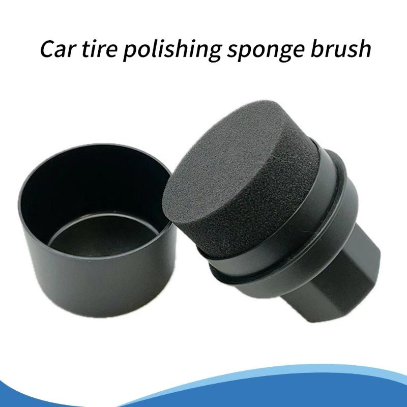 Tire Dressing Applicator Pad Car Tire Detailing Sponge Detailing Brush with Lid Tire Waxing Sponge Tire Cleaning Tools