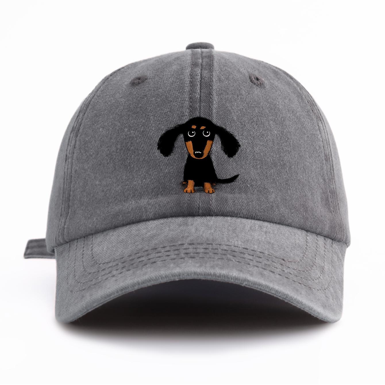 

1pc Dachshund Print Washed Baseball Cap for Adults,Minimalist Retro Style Casual Soft Adjustable Dad Hat,Perfect As Gift серый