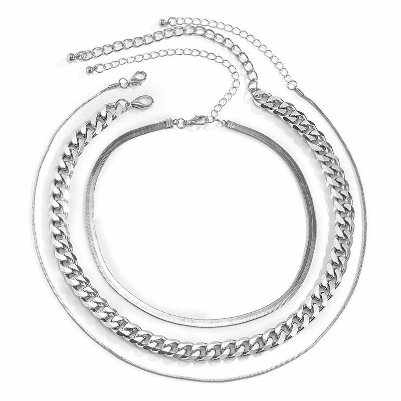 

Meier Minimalist punk chunky chain necklace - creative metal snake bone chain set for women срібний
