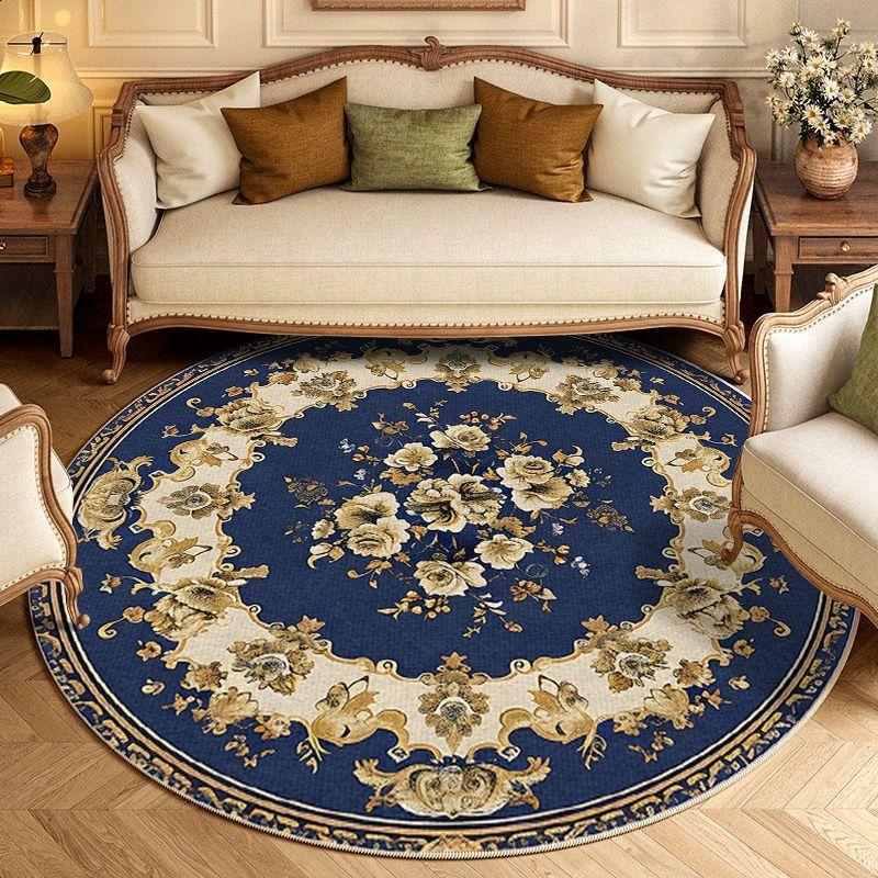 European Style Living Room Round Carpet Room Decor Non-slip Floor Mats 200cm Study Chair Mat Washable Circular Rugs for Bedroom