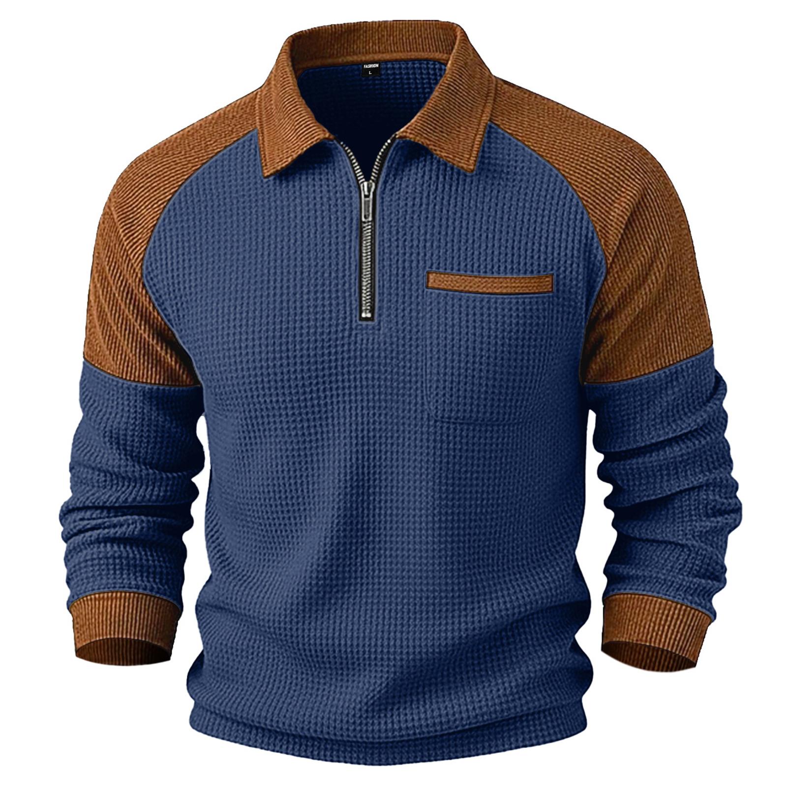 Men Long Sleeve Shirts Loose Pullover Tops Lightweight Trendy Sweatshirts With Flap Pocket XL тёмно-синий