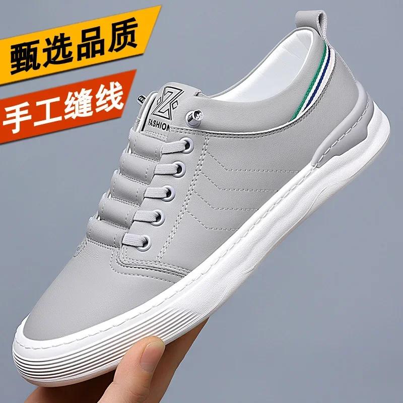 

Модные весенне-осенние новые сшитые вручную туфли из коровьей кожи для мужчин, модные корейские легкие однотонные мужские туфли, повседневные мужские кроссовки 38