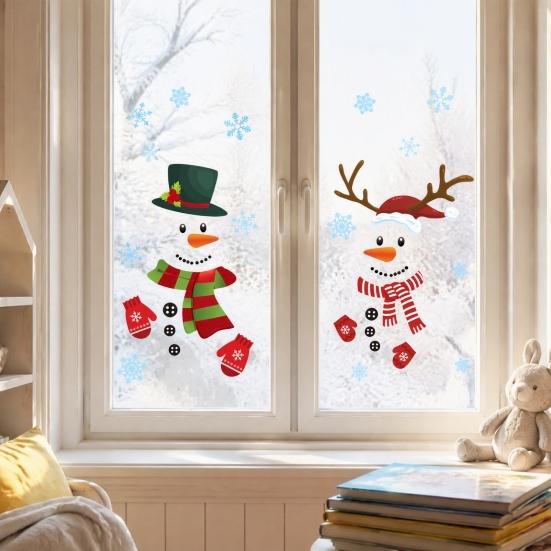 Seasonal Window Decorations 2Pcs Christmas Snowman Static Stickers, Simple Double Clings, Festive Clings PVC Waterproof Decals for Home Glass