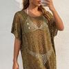 Vestido com Fio Brilhante, Top de Biquíni Sexy Estilo Praia para Mulheres