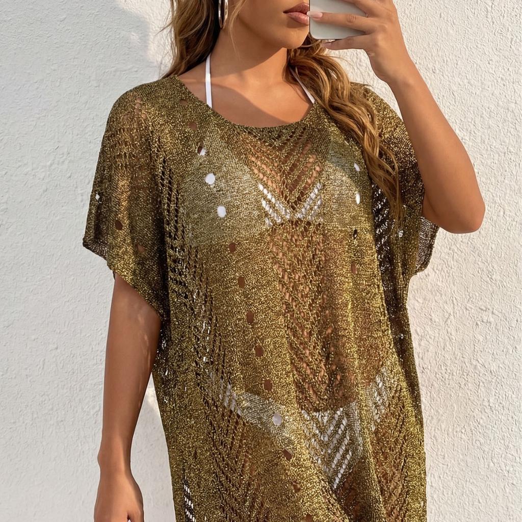 Dress with Shiny Thread, Sexy Beach-style Bikini Top for Women