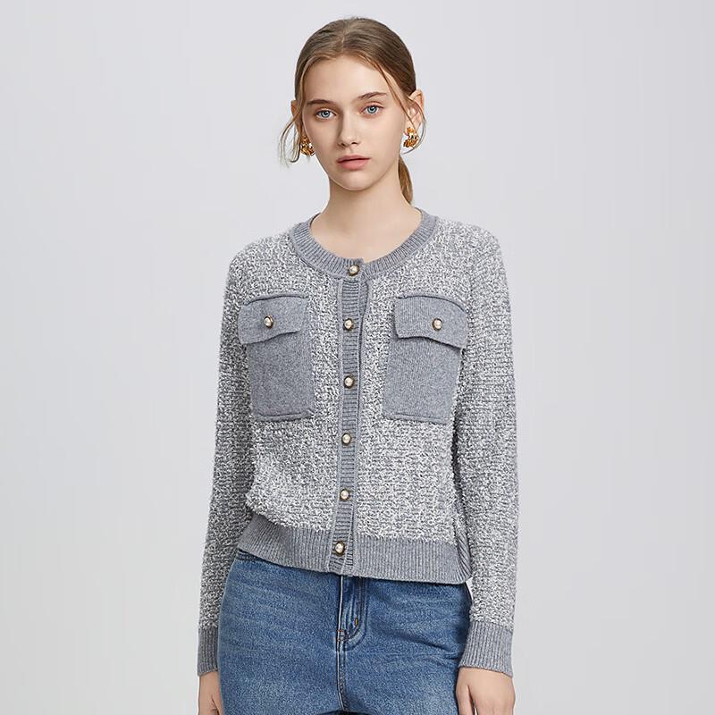 Shetu Women's Casual Round Neck Knit Cardigan