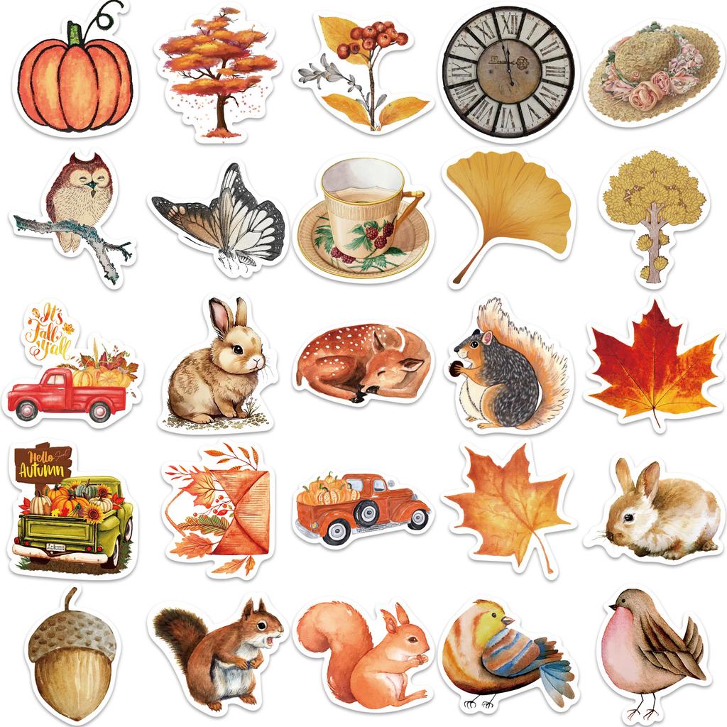 50 Autumn Forest Graffiti Stickers Decorative Guitar Notes Suitcase DIY Waterproof