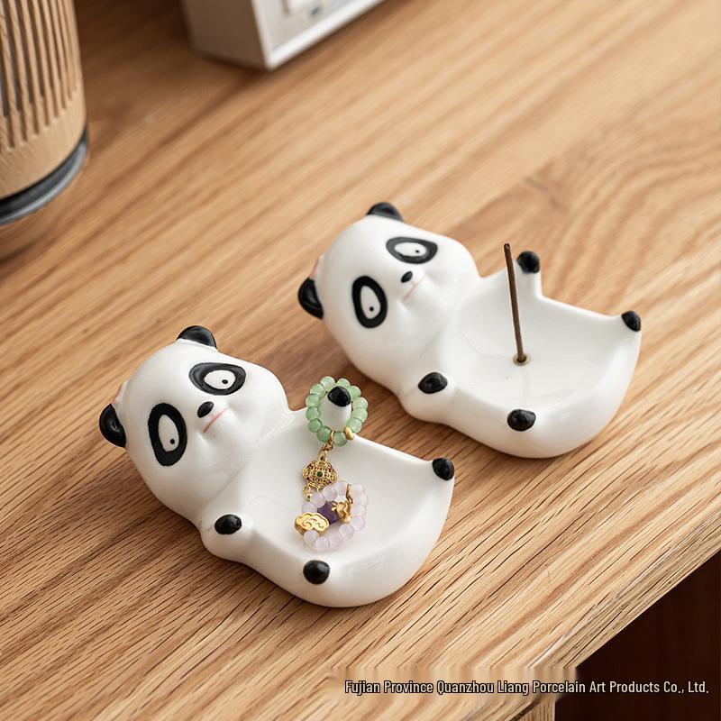 Ceramic Cartoon Panda & Pig Incense Holder: Cute Tea Pet, Jewelry Box, Dish, Chopstick Rest, Home Ornament Panda Chopstick Rest/Tea Pet