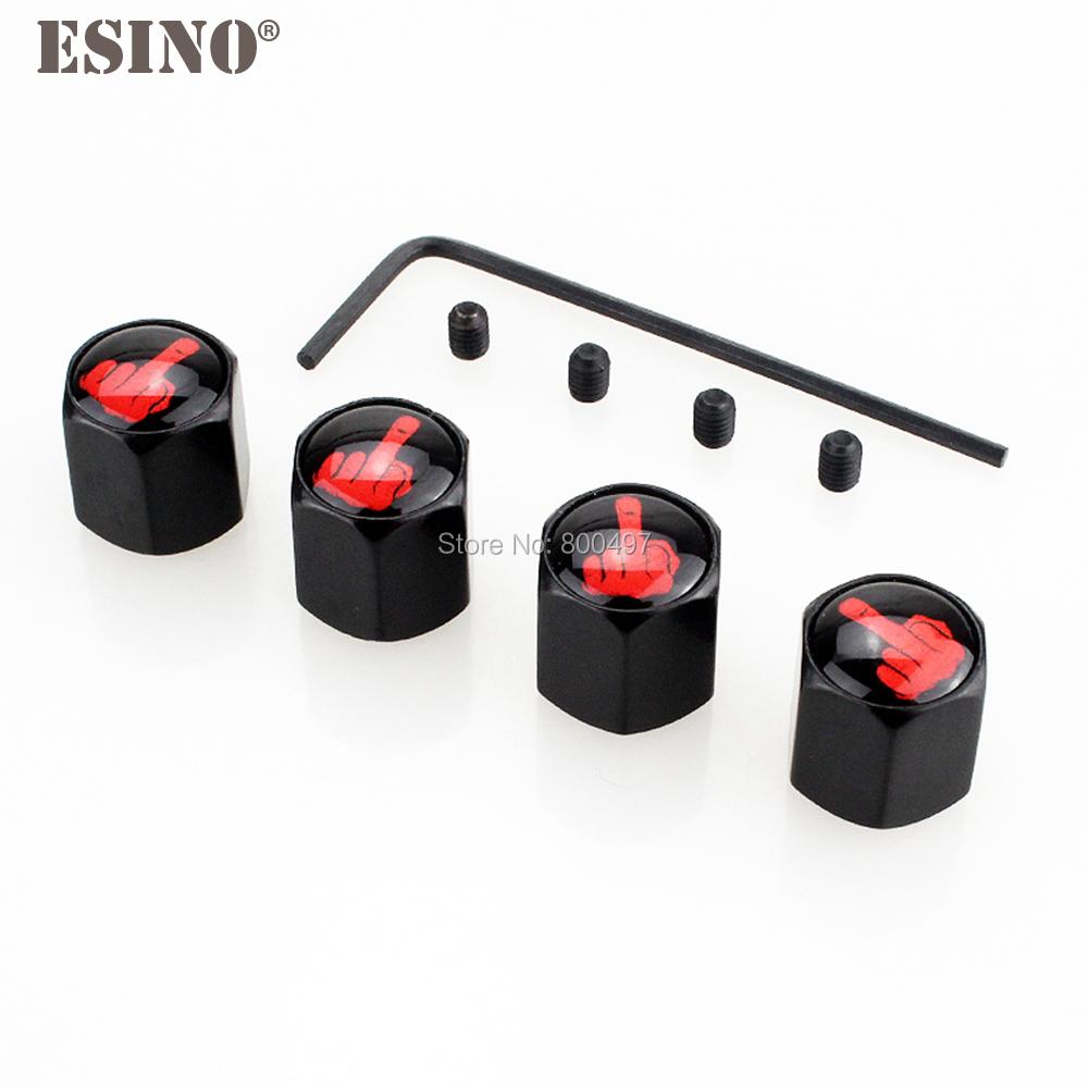 4 x Car Styling w64 Funny Middle Finger Anti-theft Stainless Wheel Tire Valve Stems Caps Car Wheel Tire Stem Air Valve Caps
