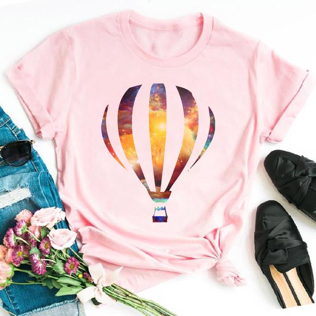 Cute Cartoon Flower Balloon Half Sleeve Base Bf Wind Round Neck Short Sleeve T-shirt Woman Harajuku Oversized T Shirt