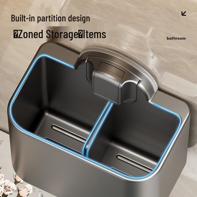 Wall-Mounted Suction Cup Storage Rack for Bath Essentials