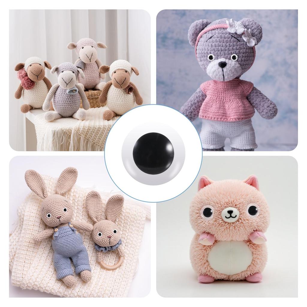 PATIKIL 28mm Safety 26 Realistic Doll Crochet Machine for Deco Crochet Doll Black Eyes, Pieces, Stitches, Washable, Accessories, Crafts, Halloween,