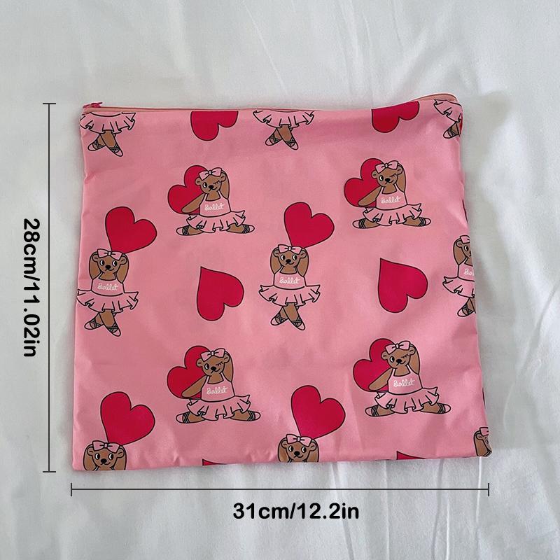 Kawaii Makeup Bag  Cartoon Bear Pattern Cosmetic Pouch Toiletry Bag Large Capacity Portable Stationery Bag