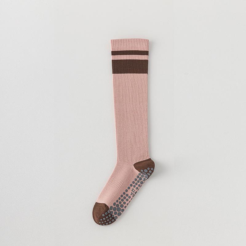 Women's Two Bar Collision Color Absorbs Sweat Breathable Deodorant Fast Dry Glue Non Slip Long Tube Yoga Socks
