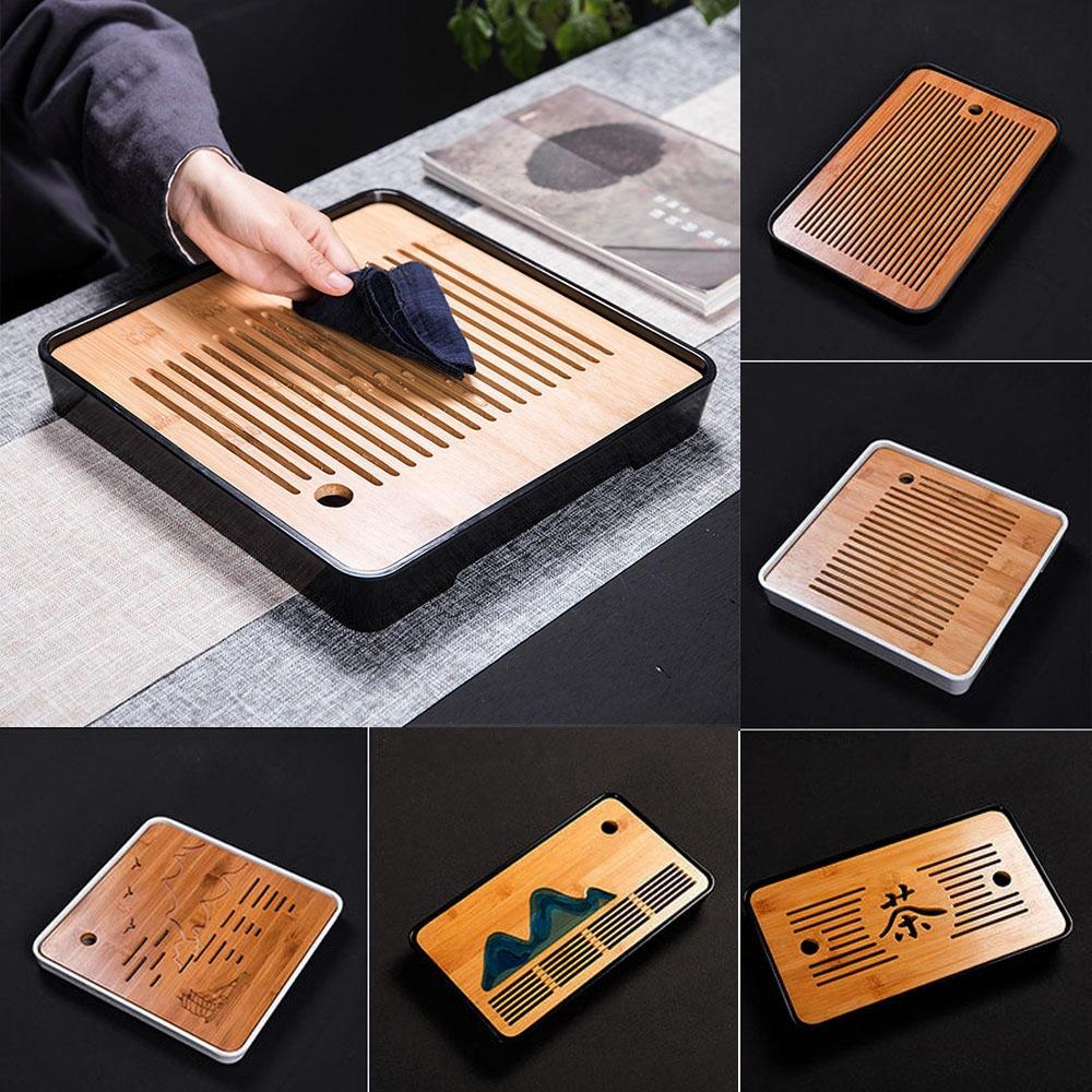 & Zahradní suchý bublinkový stůl Čínský servírovací stůl na pití a vodu Úložné tácy pro domácnost Bambusový čajový tácek