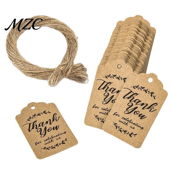 Easy to Use Hang Tags with String 100Pcs Paper Thank You String, Rectangular Gift Tags, Pre-Punched Natural Style for Boxes Hole Hanging Wedding Party