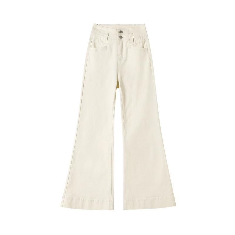 

Осенние брюки-клеш с высокой талией для женщин, осень, новые, с высокой талией, для похудения, с двойными пряжками, не выцветающие, яркие нити 2XL