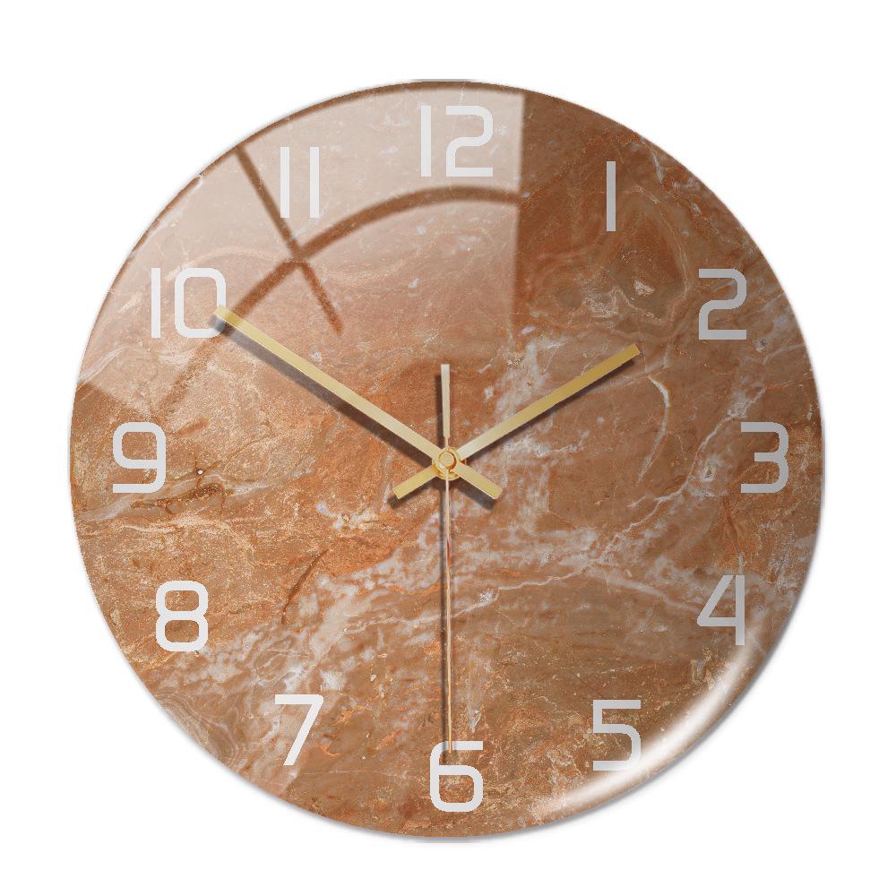 CC127-142 Luxurious Round Marble Wall Clock, 3D Creative Acrylic Design for Home Decor
