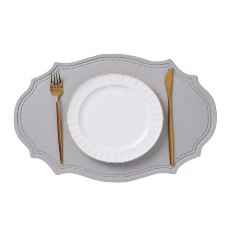 1/4/10PCS Cream Oval Shaped Placemat Nordic Faux Leather Tableware Mat Luxury Insulated Coffee Table Mat Cafe Pad Christmas Gift